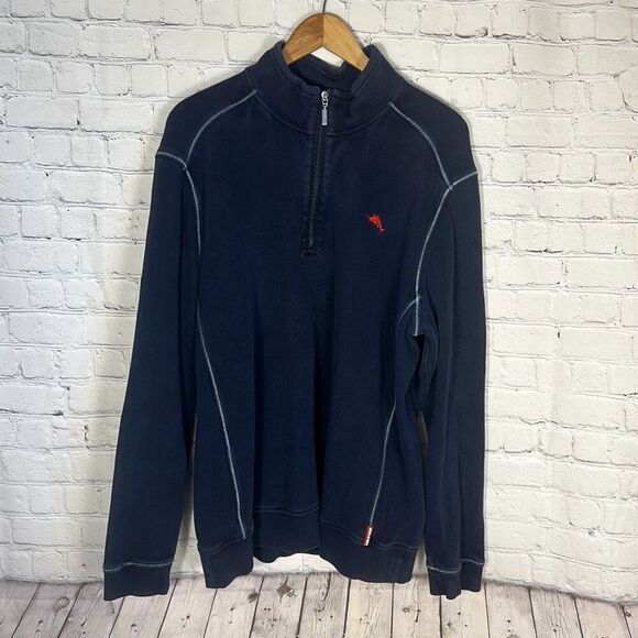 Tommy Bahama Men’s Blue Long Sleeve Quarter Button Mock Collar Sweater size XL - Picture 1 of 8
